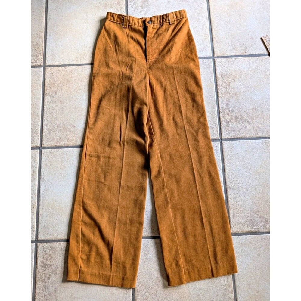 Vintage 1970s Dittos Brown Orange Pants 27x29 Flare saddleback High Rise